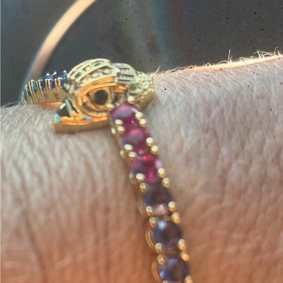 Kurt Geiger London Rainbow Crystal Eagle Tennis Bracelet Gold Tone NWT - Picture 5 of 11